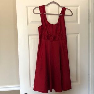 Red formal dress.